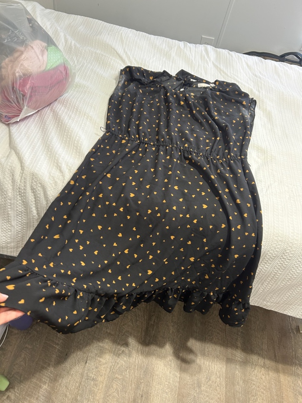 LC Lauren Conrad Black Dress with Gold Heart Print